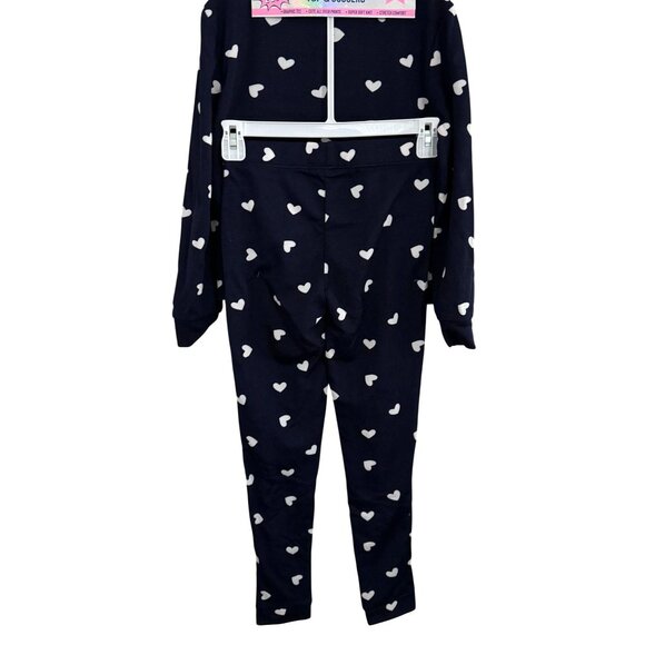 Vigoss Girls Black White Hearts 2 Piece Top & Joggers Soft Loungewear Set - Picture 3 of 3